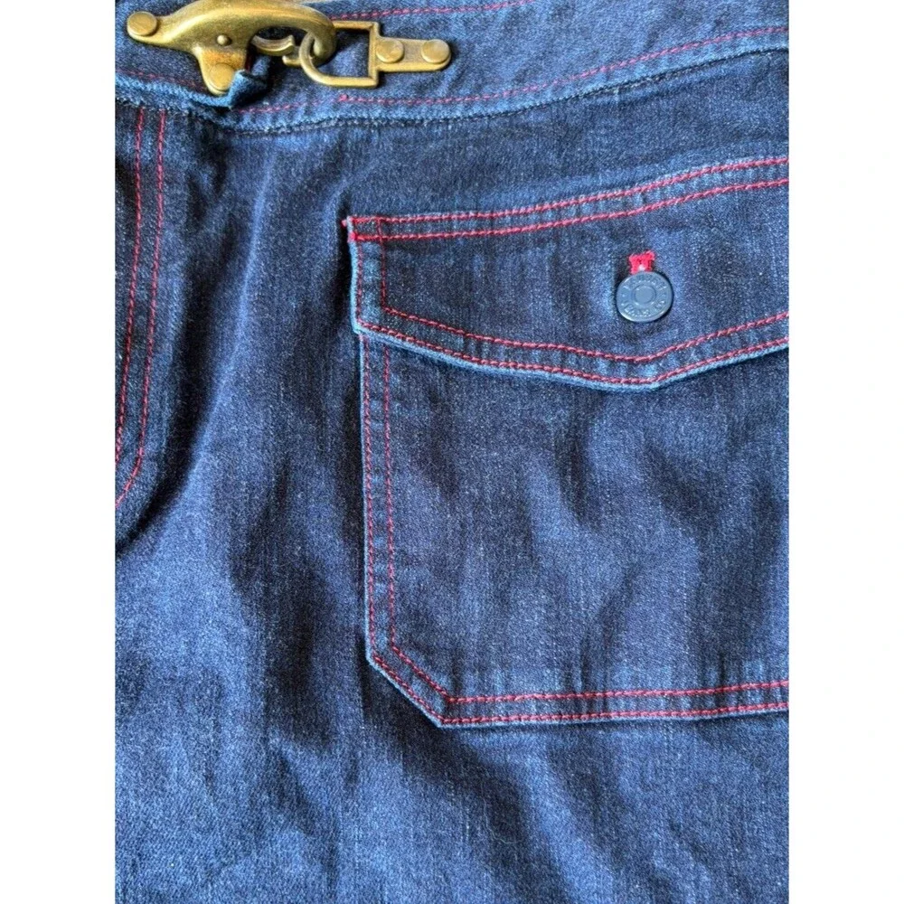 Lauren Jeans by Ralph Lauren Skirt Denim Brass Hardware Dark Wash Red Stitching